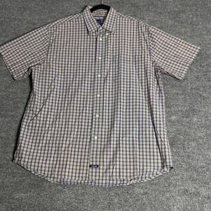Structure Shirt Mens XL Blue Yellow Plaid Button Down Short Sleeve Cotton Casual